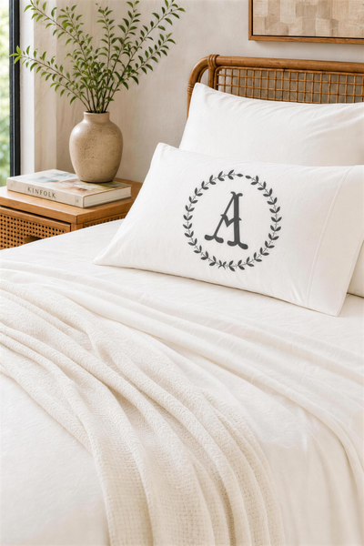 Initial "A" Luxury Bamboo Sateen Pillowcase